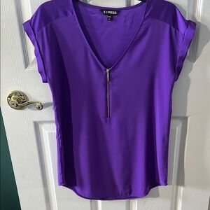Express Purple Cap Sleeve Blouse Relaxed Fit